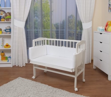 WALDIN Baby Beistellbett mit Matratze und Nestchen, 2 Modelle wählbar,weiß lackiert - 1